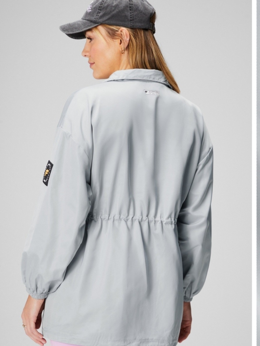 Fabletics Light Gray Utility Jacket with Drawcord Waist Size Medium NWT - Picture 2 of 5